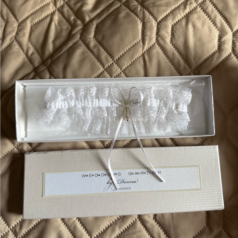 Handmade Wedding White Lace Bridal Garter by Donna